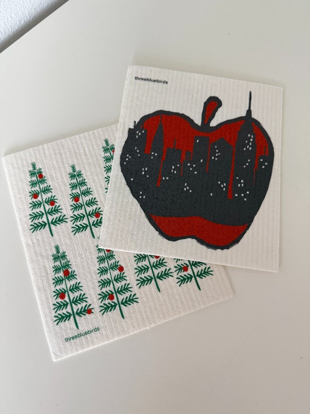Three Bluebirds Swedish Dishcloths - set of 2